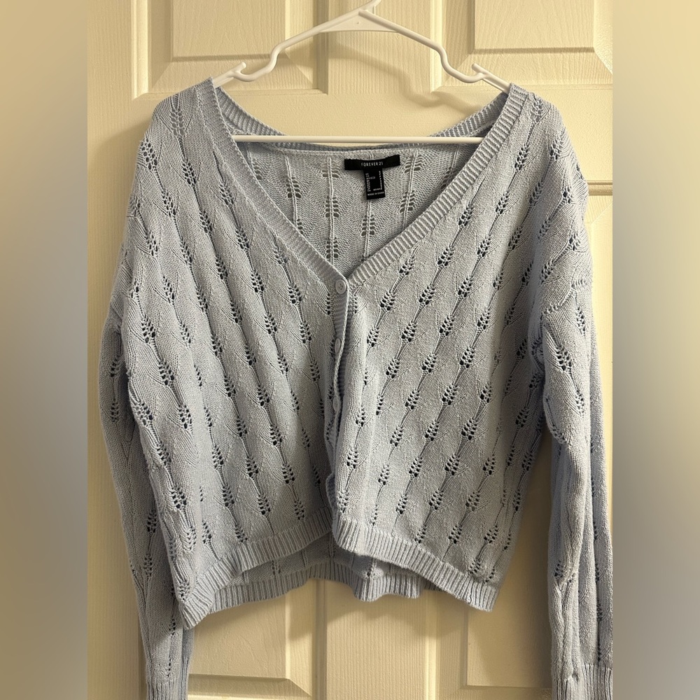 FOREVER 21 light blue/periwinkle  knit cardigan